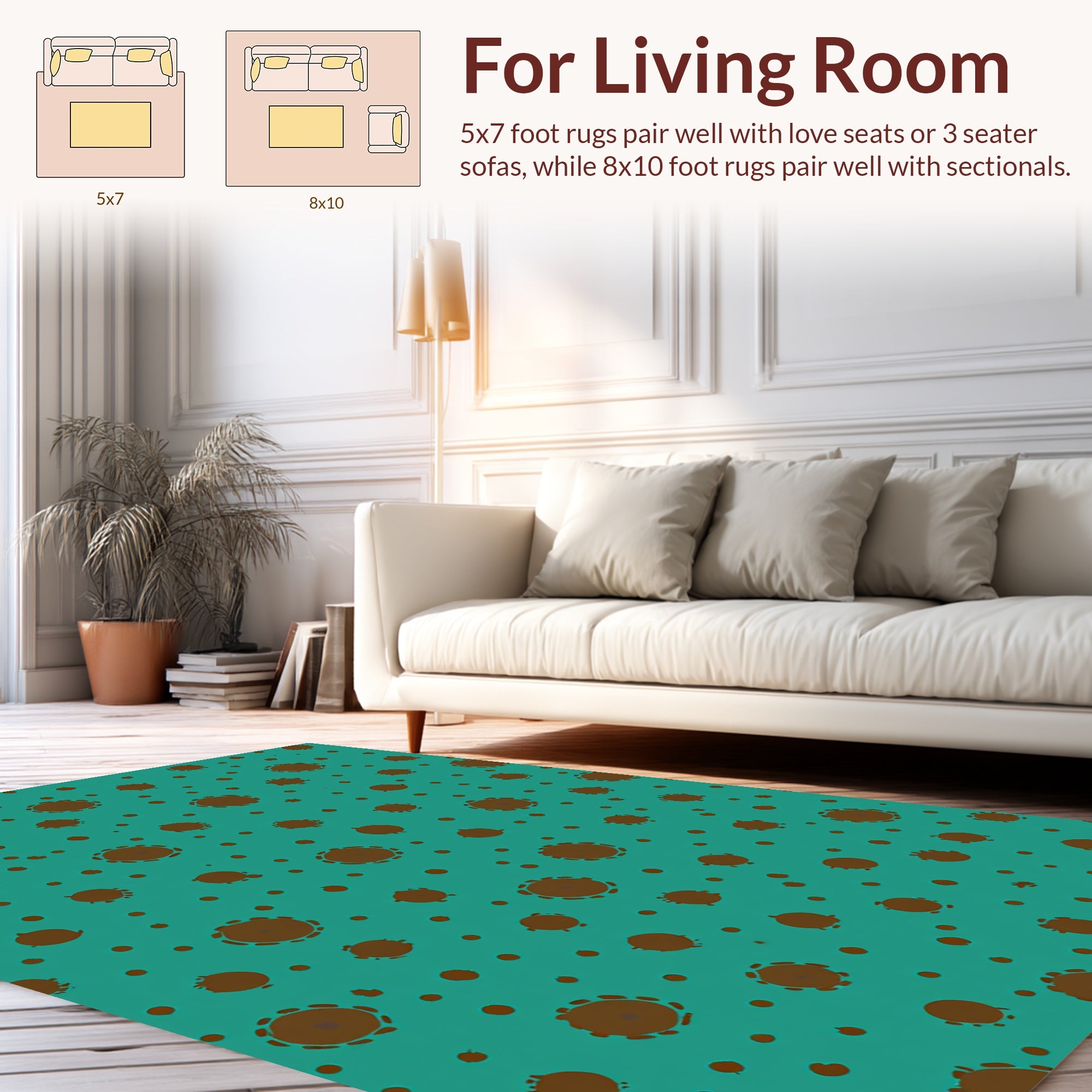 Teal Dots And Orbs Pattern Rug