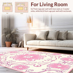 Delicate Pink Floral Mandala Pattern Rug