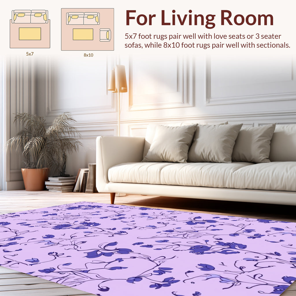 Delicate Floral Vines Pattern Rug