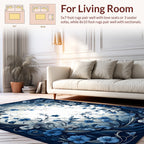 Dark Blue Floral Vine Garden Design Rug
