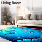 Sharks And Fish Underwater Ocean Scene Rug