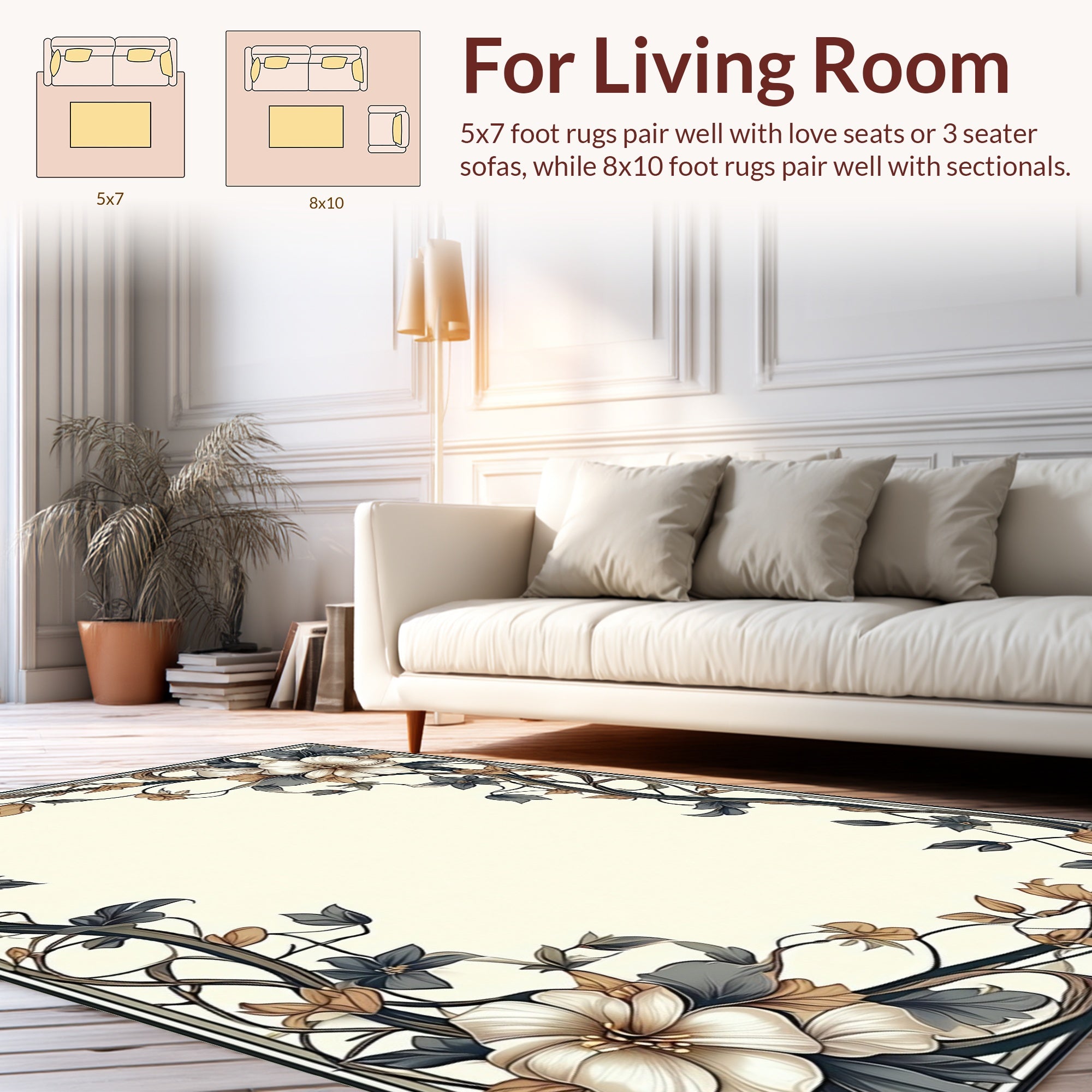 Art Nouveau Floral Vine Border Design Rug