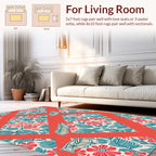 Coral Lattice Floral Bean Pattern Rug