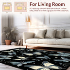 Elegant Blue Butterfly Pattern Rug