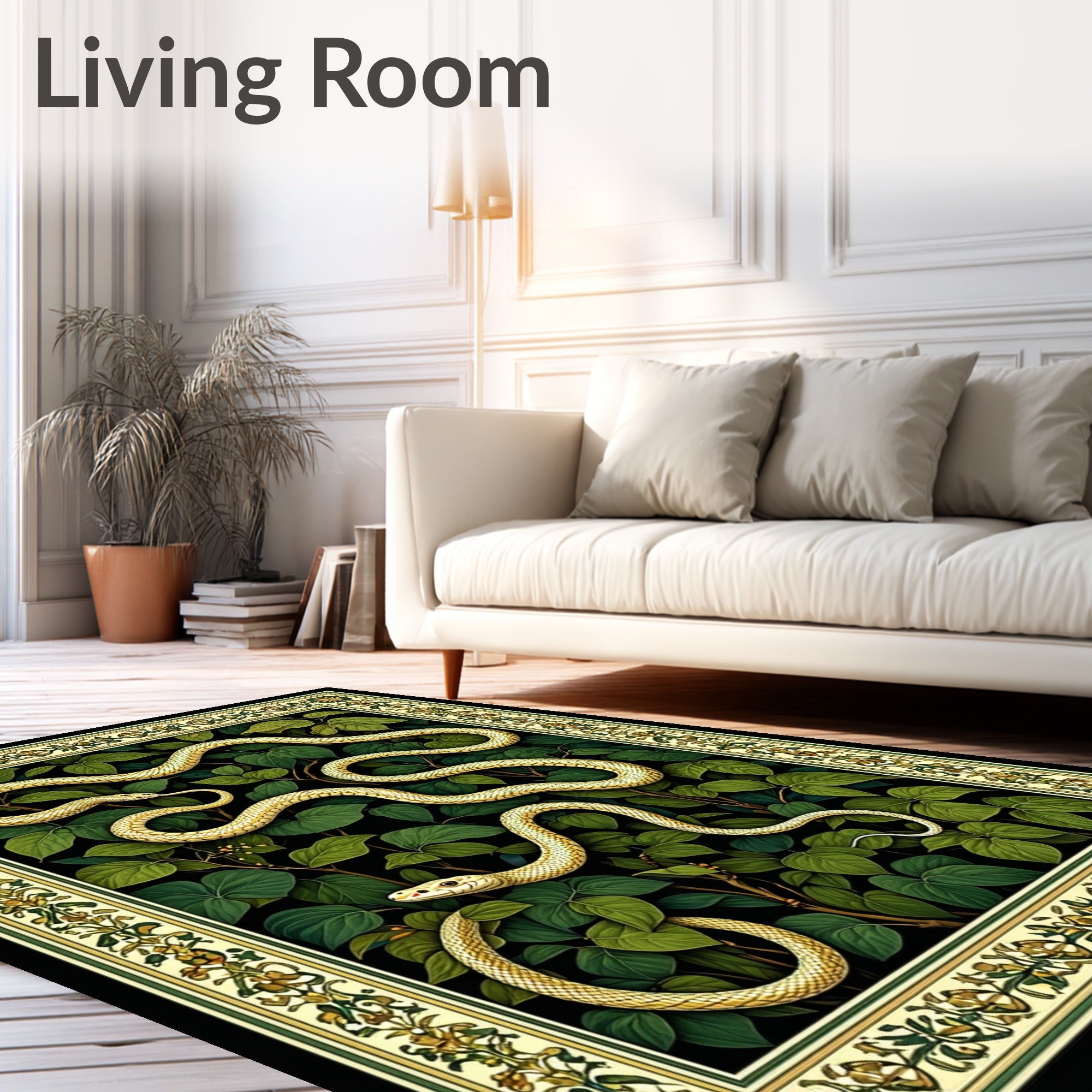 Serpentine Greenery Abstract Art Rug