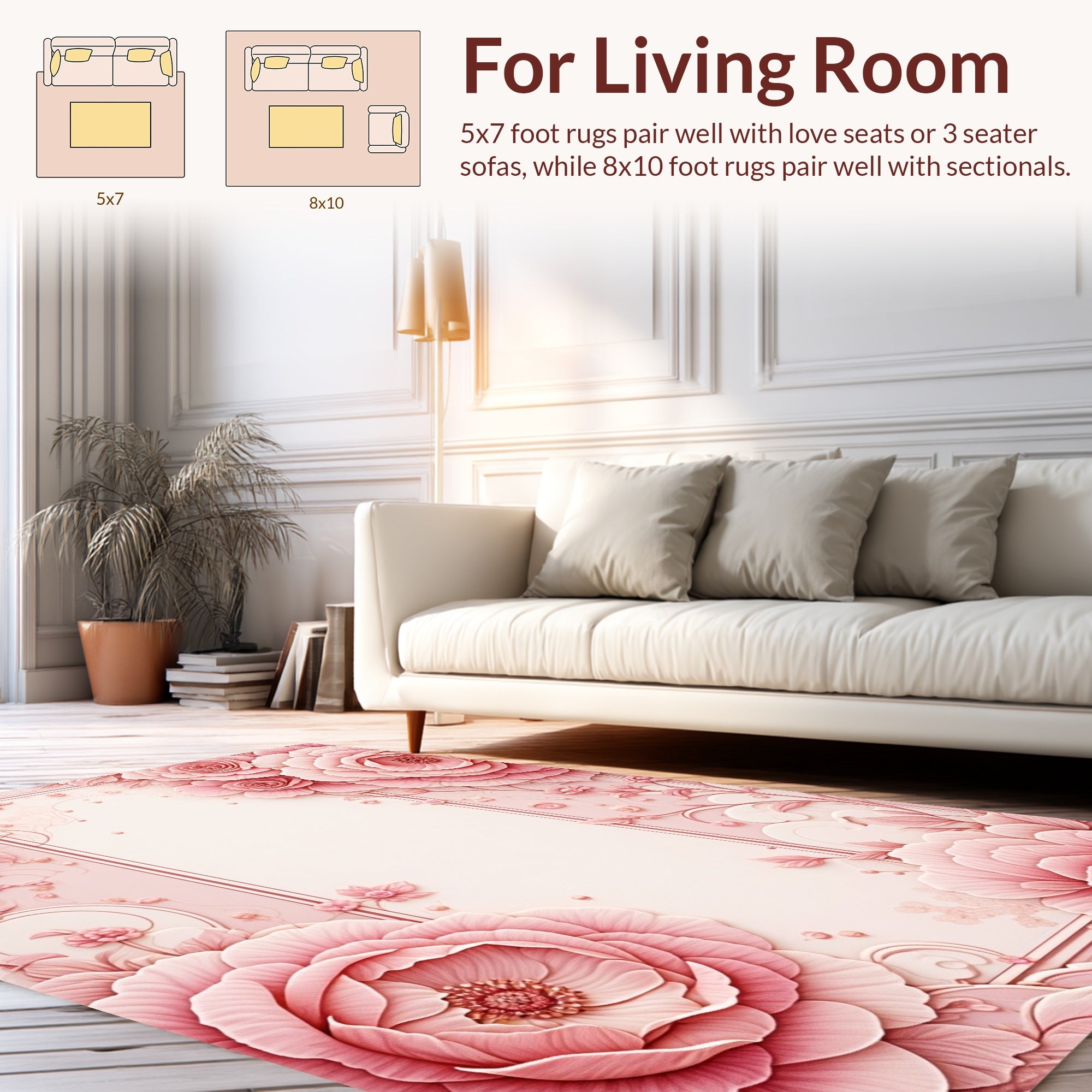 Delicate Pink Floral Petal Arrangement Rug