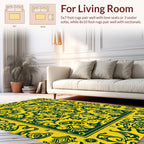Bold Yellow Abstract Floral Scroll Rug