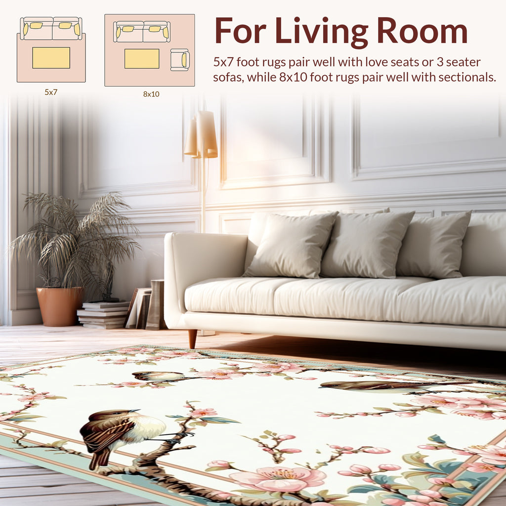 Spring Blossom Birds and Branches Rug