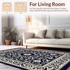 Classic Floral Border Intricate Pattern Rug