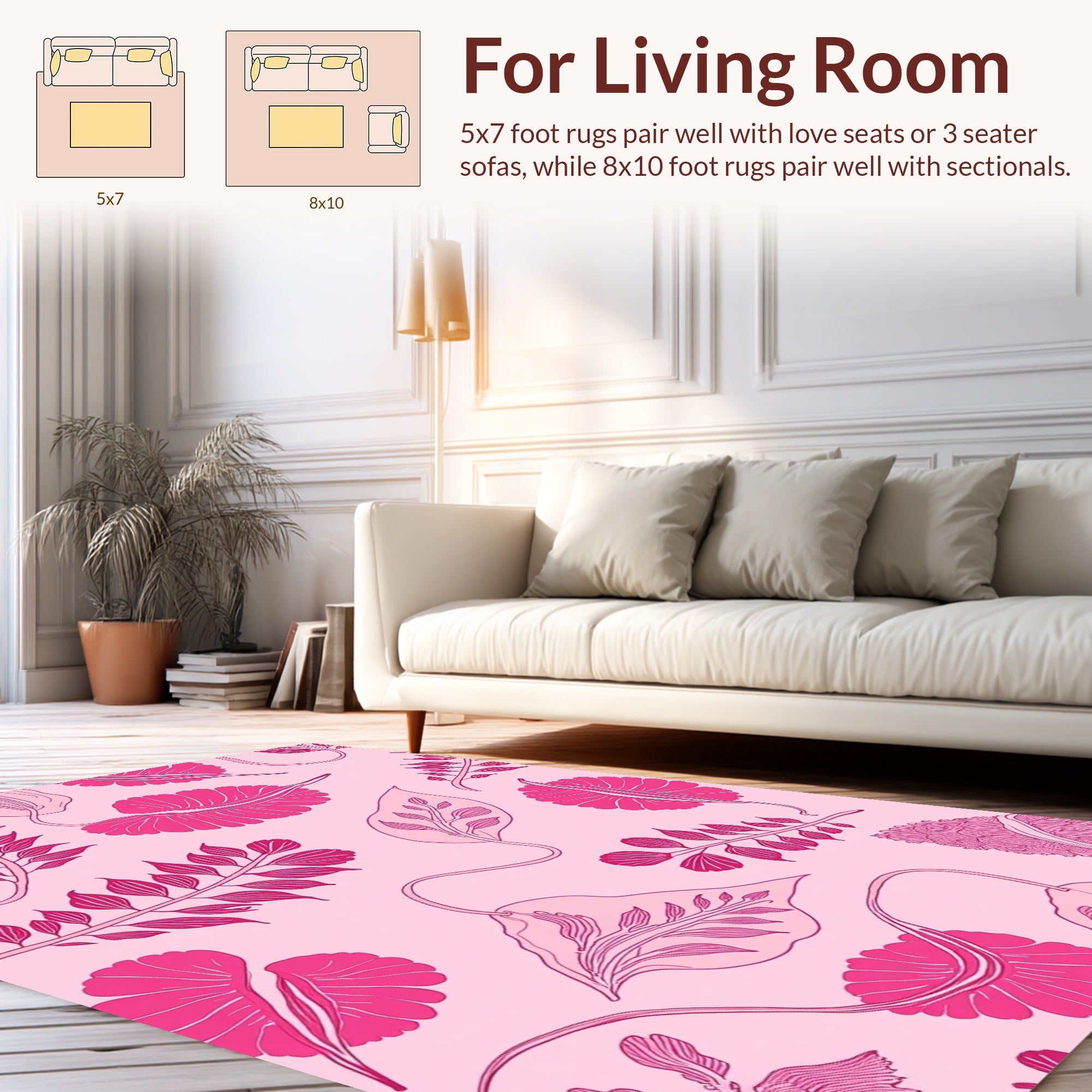 Pink Floral Vector Artwork Rug