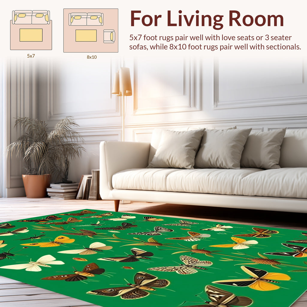 Diverse Butterfly Moth Collection Pattern Rug