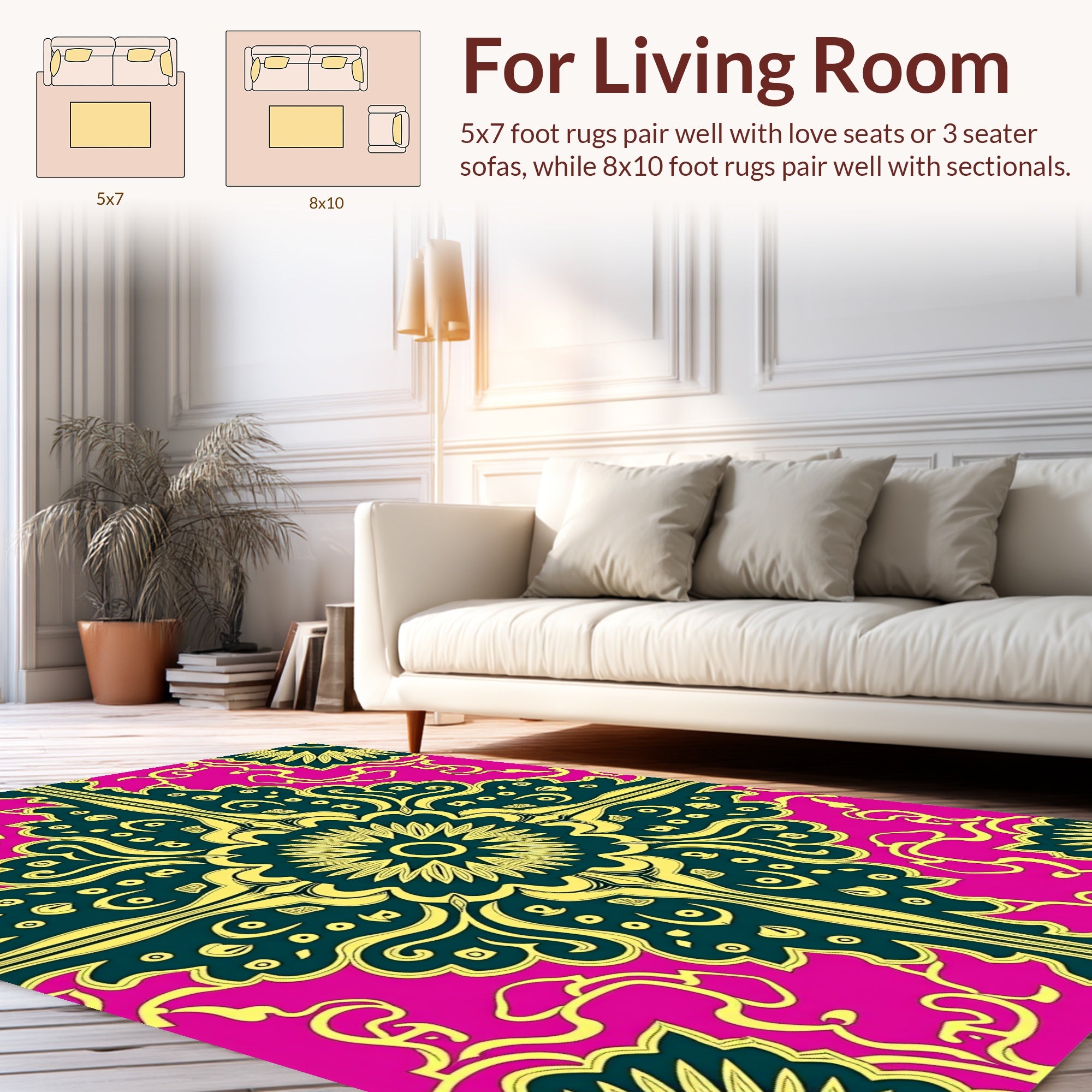 Ornate Floral Pattern With Pink Accents Rug