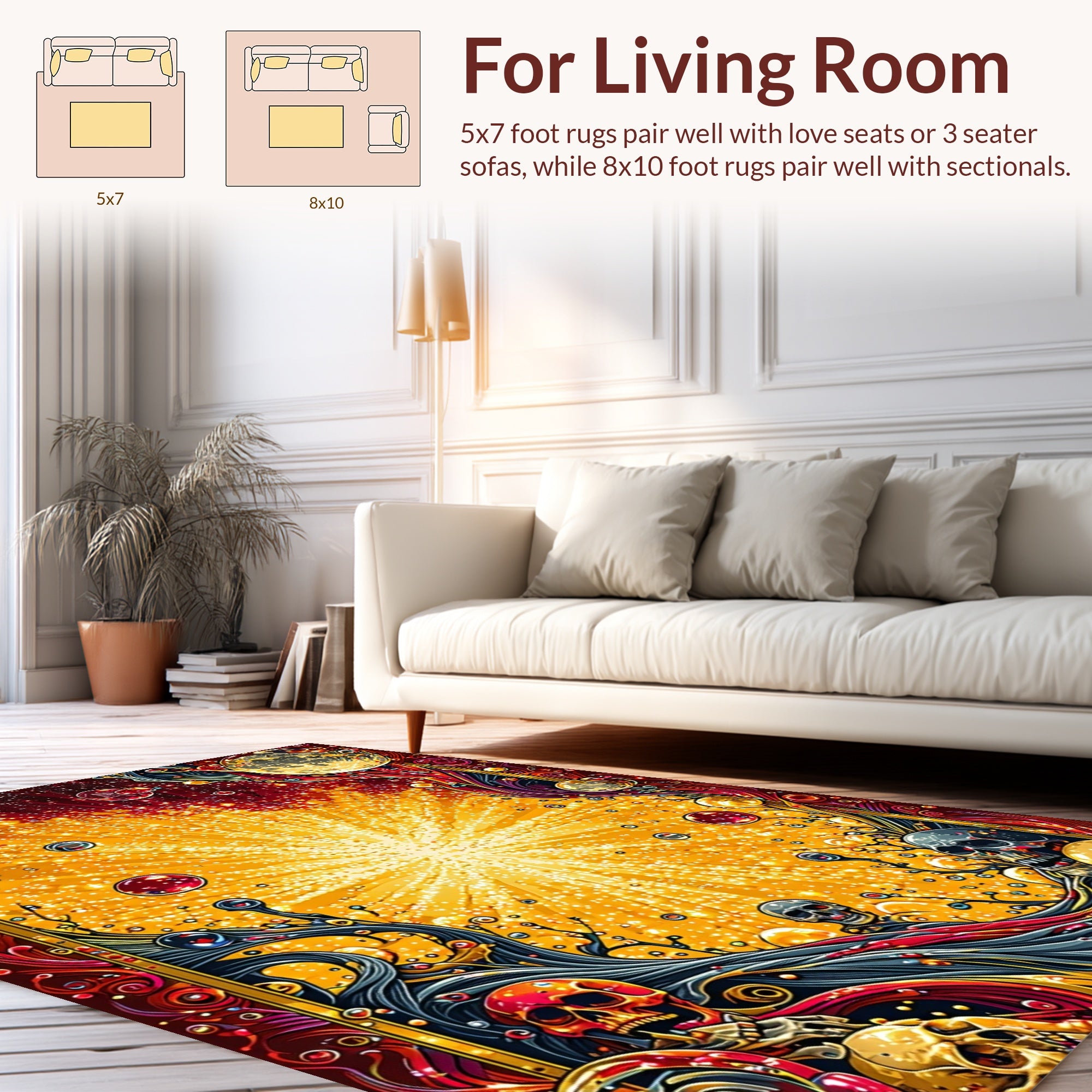 Vibrant Celestial Skull Nebula Rug