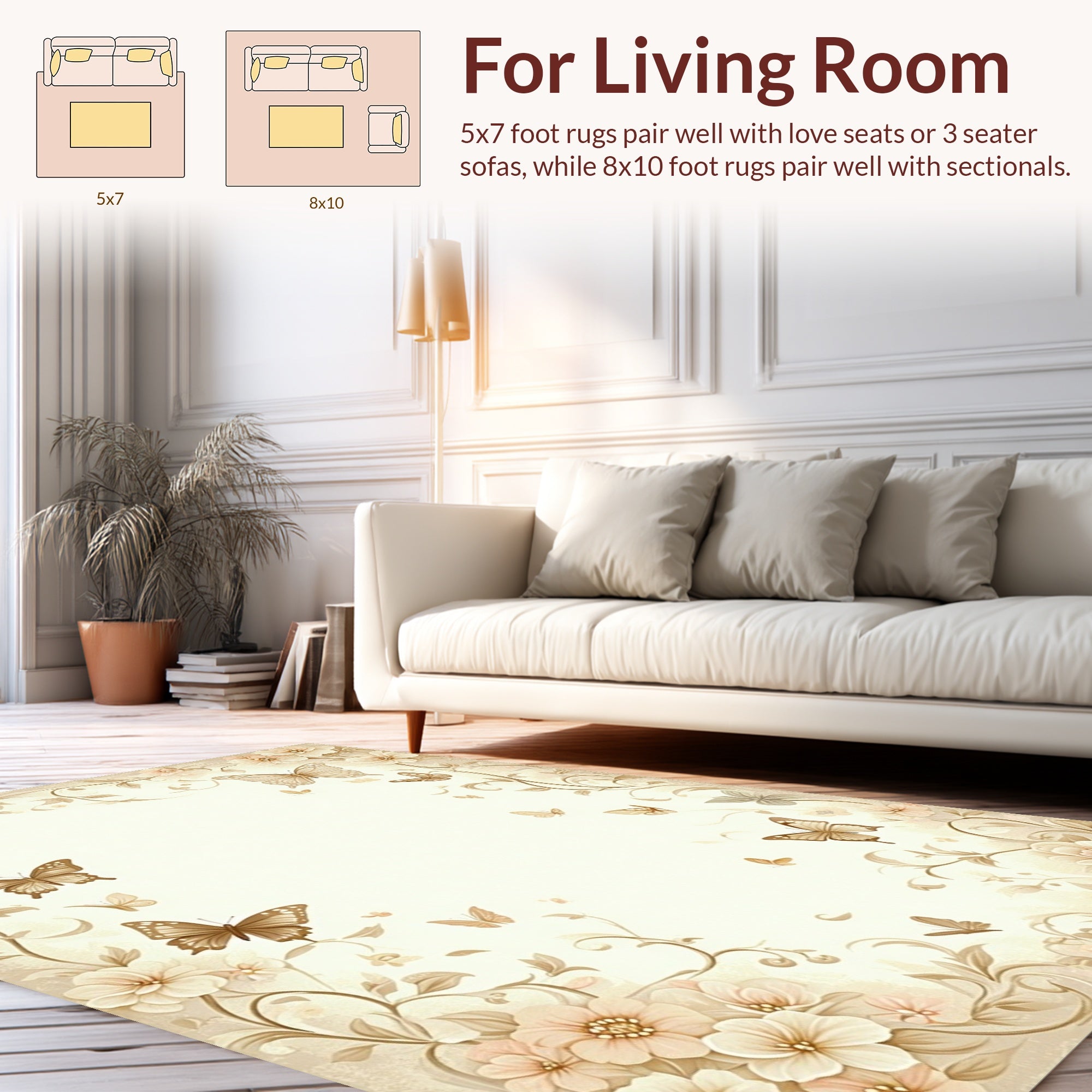Vintage Floral Butterflies Pattern Rug