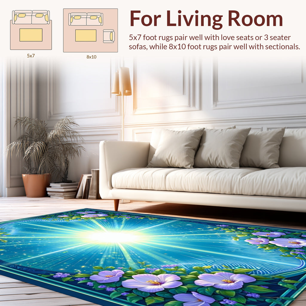 Radiant Floral Burst Blue Rug