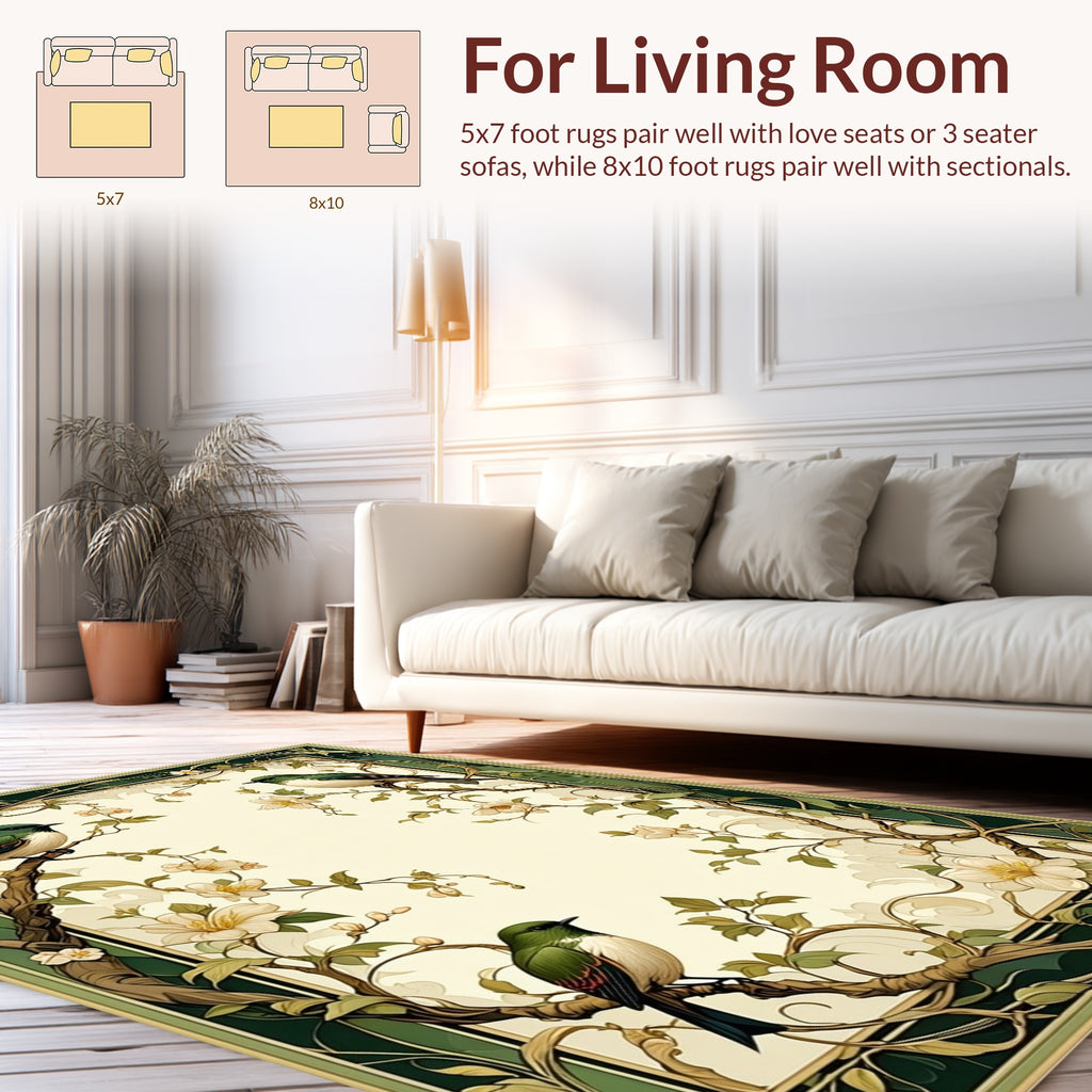 Art Nouveau Birds Floral Vine Rug