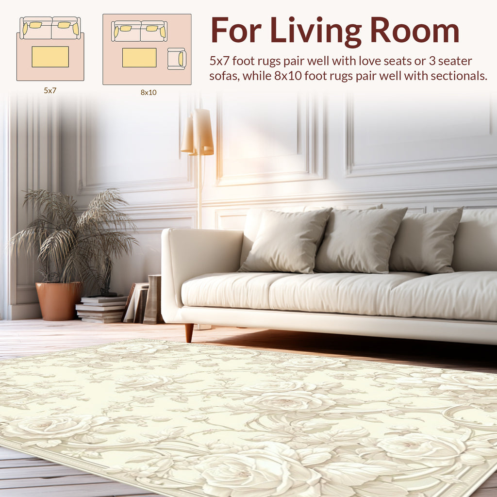 Classic Floral Roses Pattern Rug