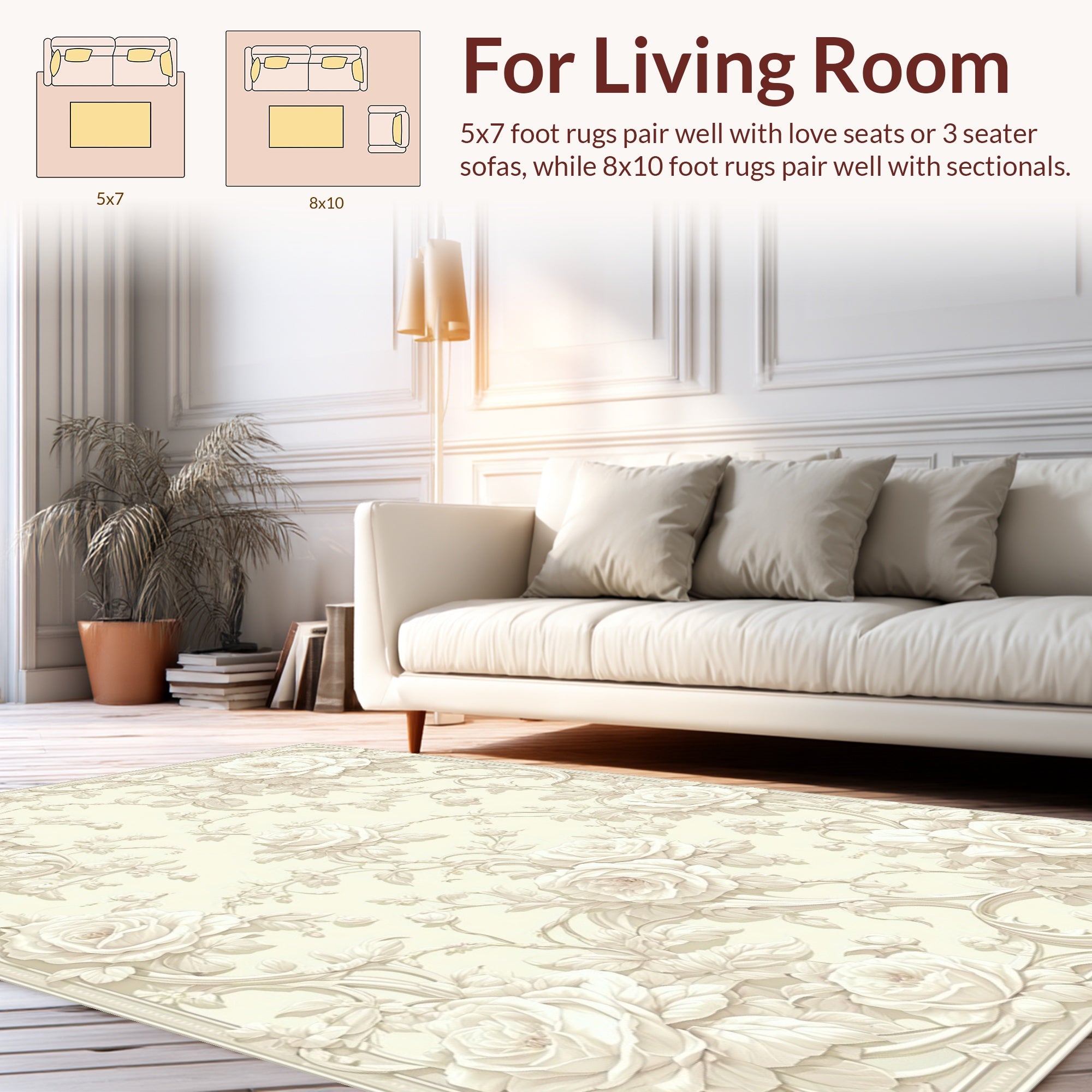 Classic Floral Roses Pattern Rug