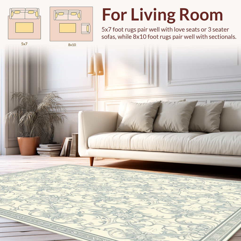 Ornate Floral Damask Pattern Rug
