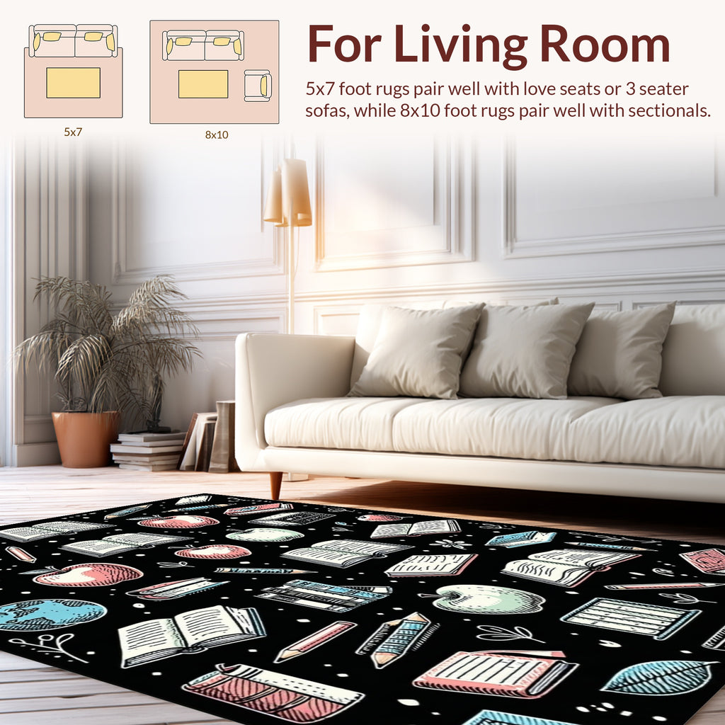 Educational Doodle Pattern Rug