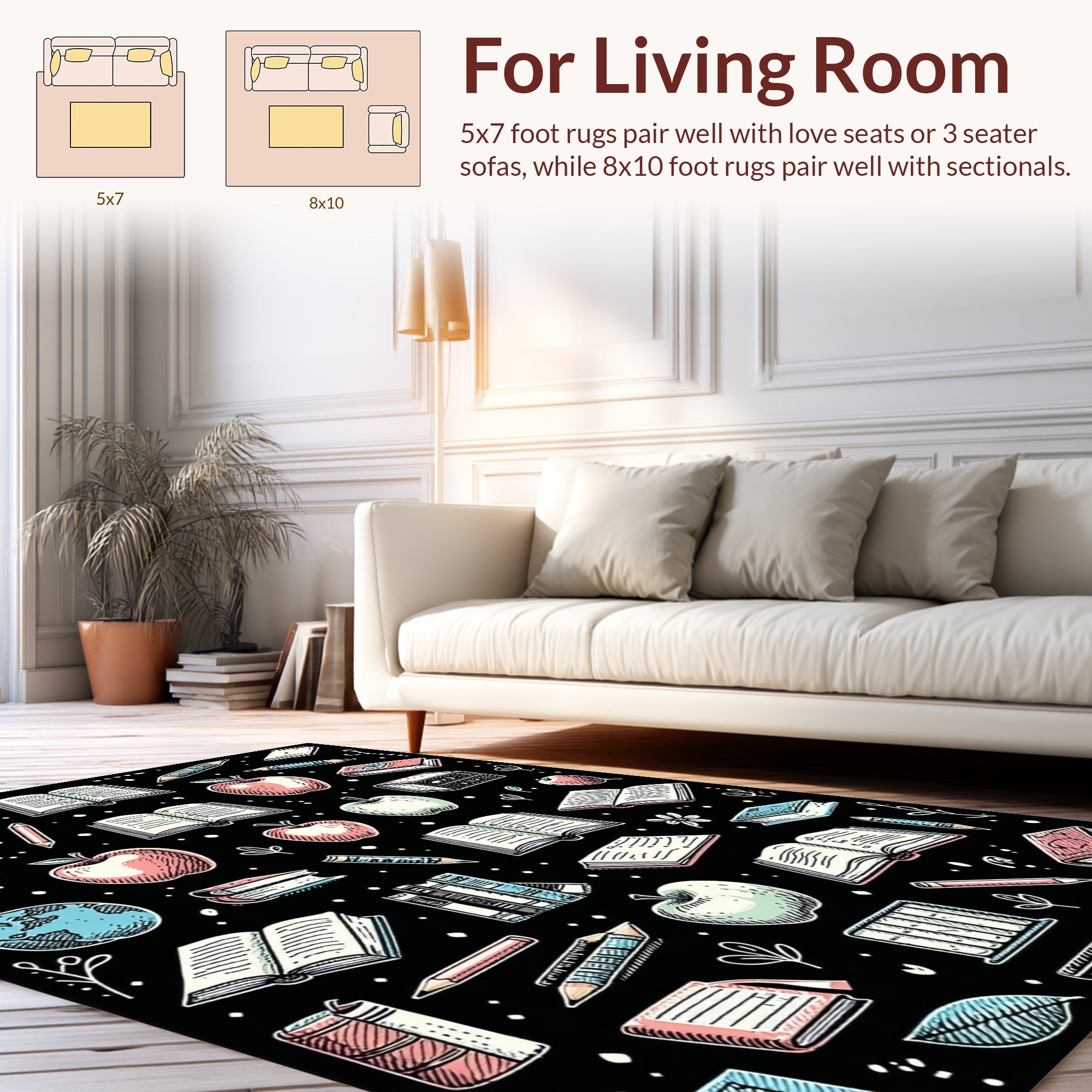 Educational Doodle Pattern Rug