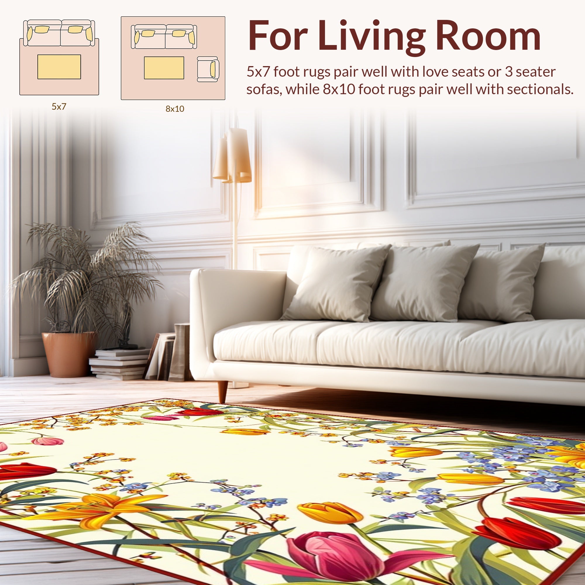 Vibrant Floral Botanical Garden Design Rug