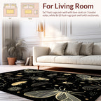 Elegant Gold Insect Butterfly Design Rug