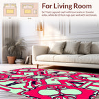 Bold Pink Geometric Floral Pattern Rug