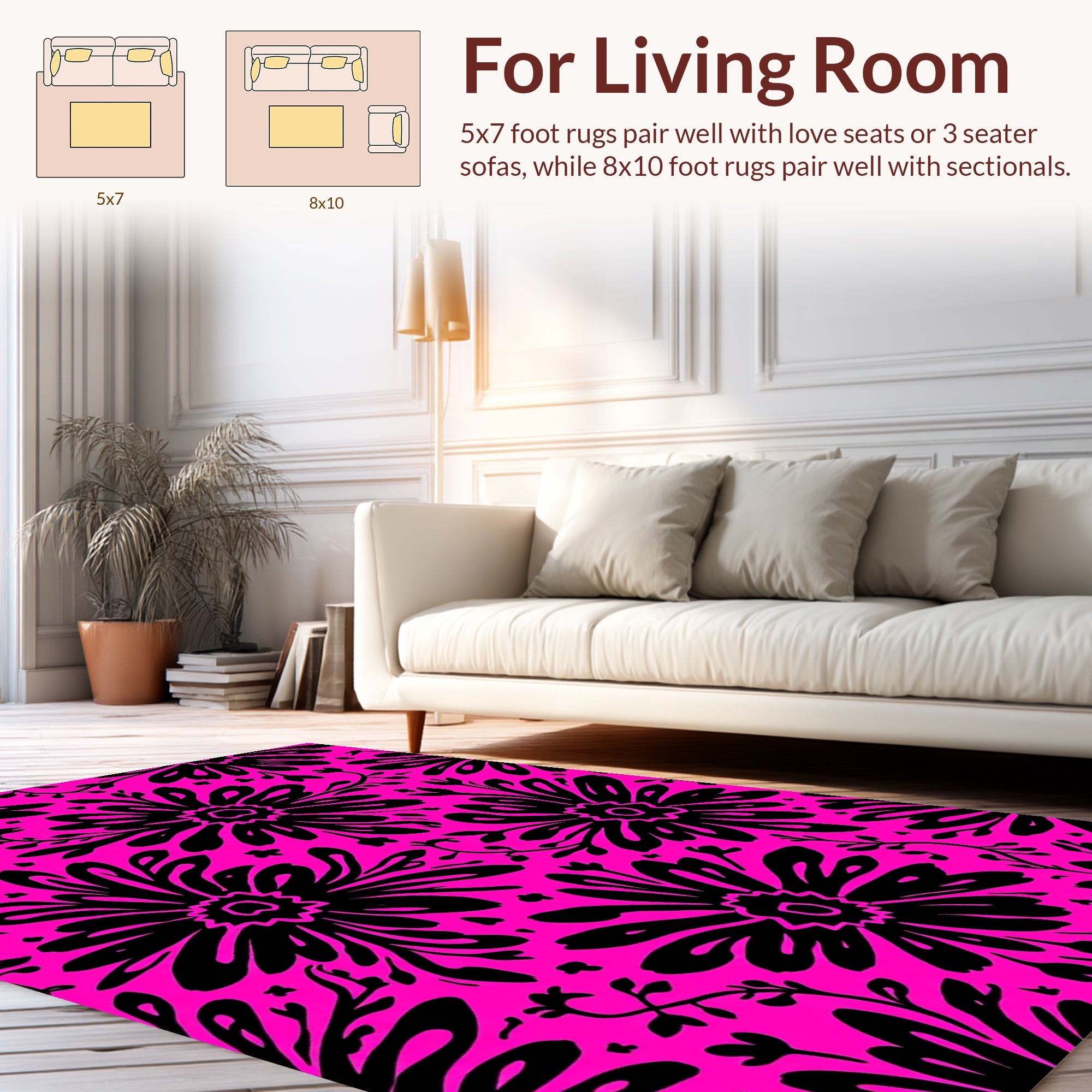 Bold Floral Silhouette Pattern Rug