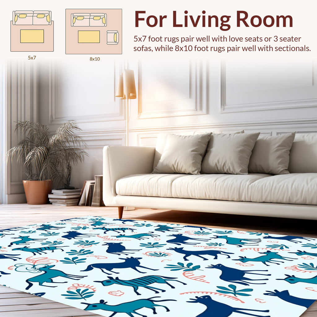 Woodland Creatures And Plants Design Rug