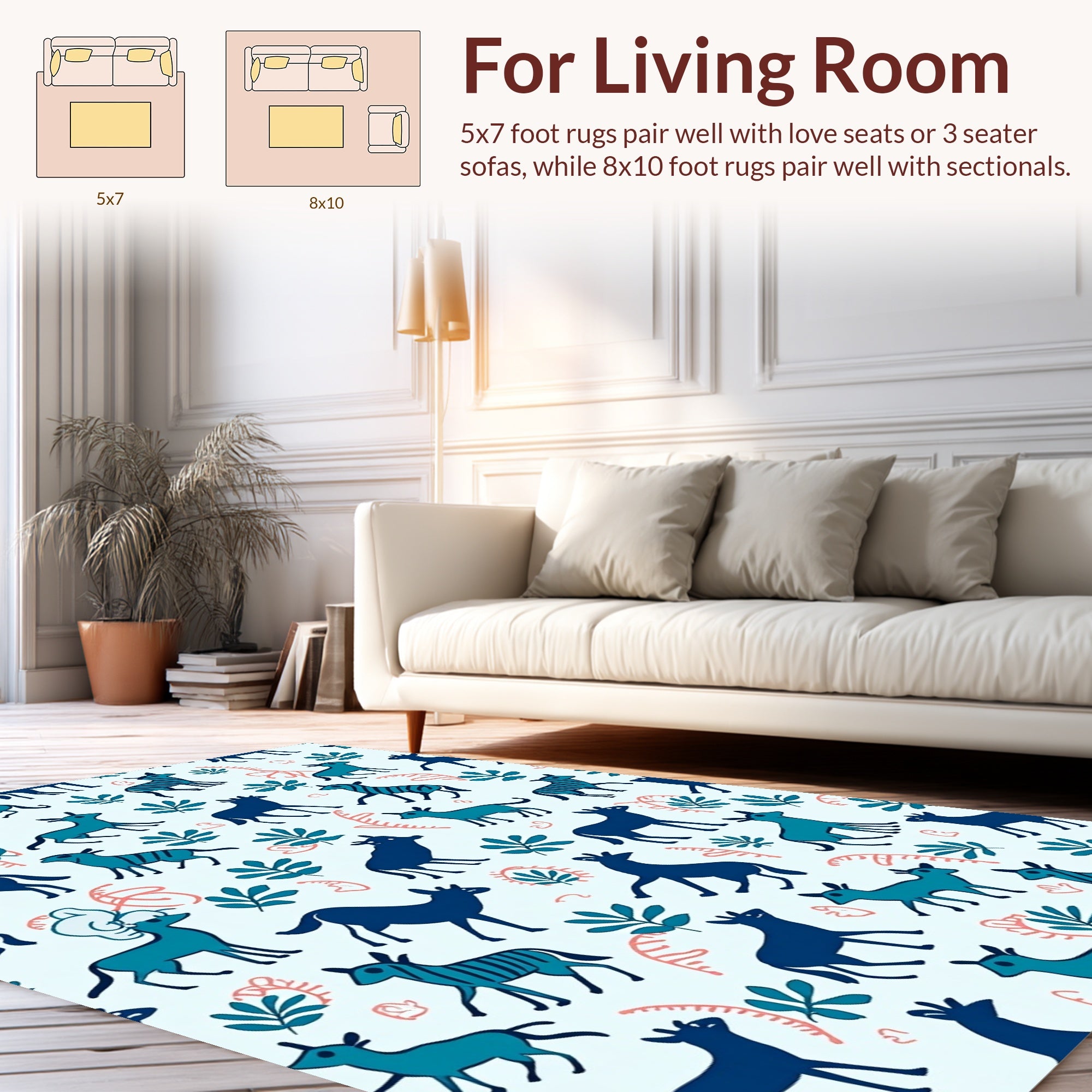 Woodland Creatures And Plants Design Rug