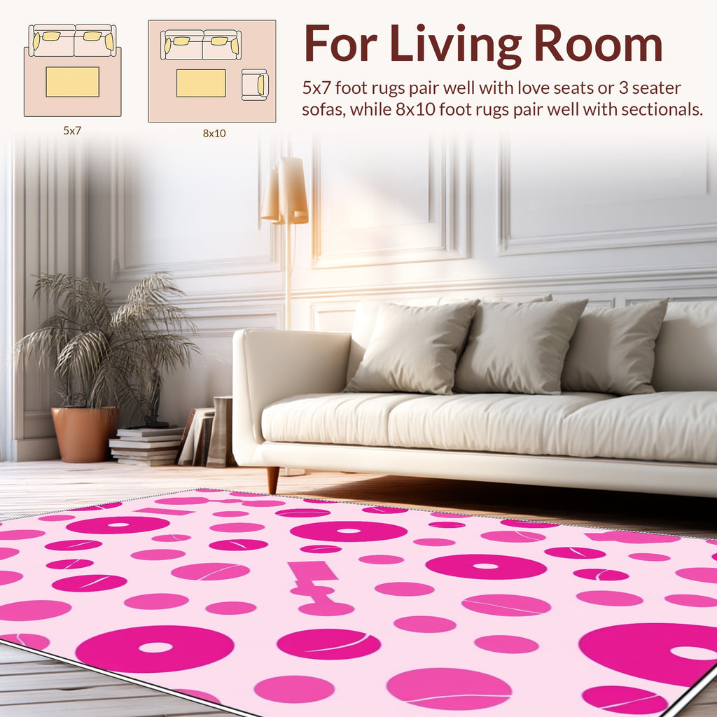 Pink Circles Abstract Shapes Design Rug