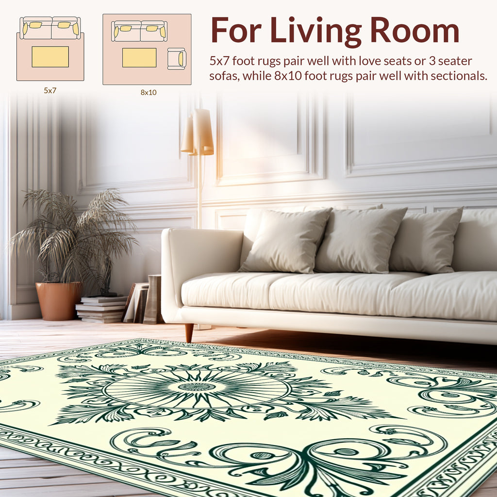 Ornate Floral Emblem Pattern Rug