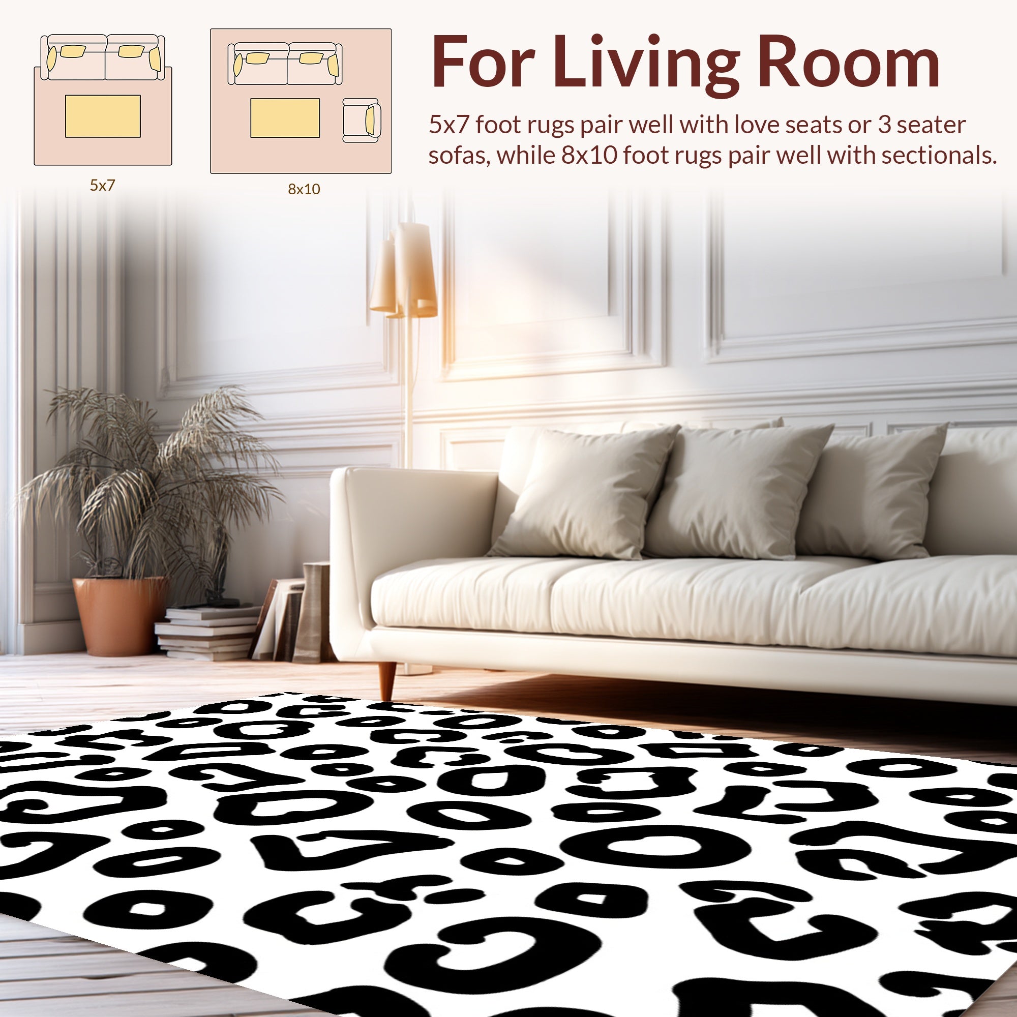 Bold Black Spots Pattern Rug