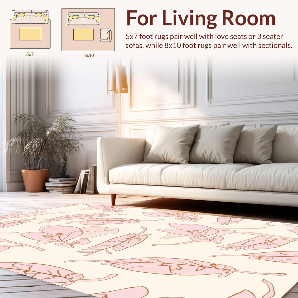 Soft Pink Floral Pattern Design Rug