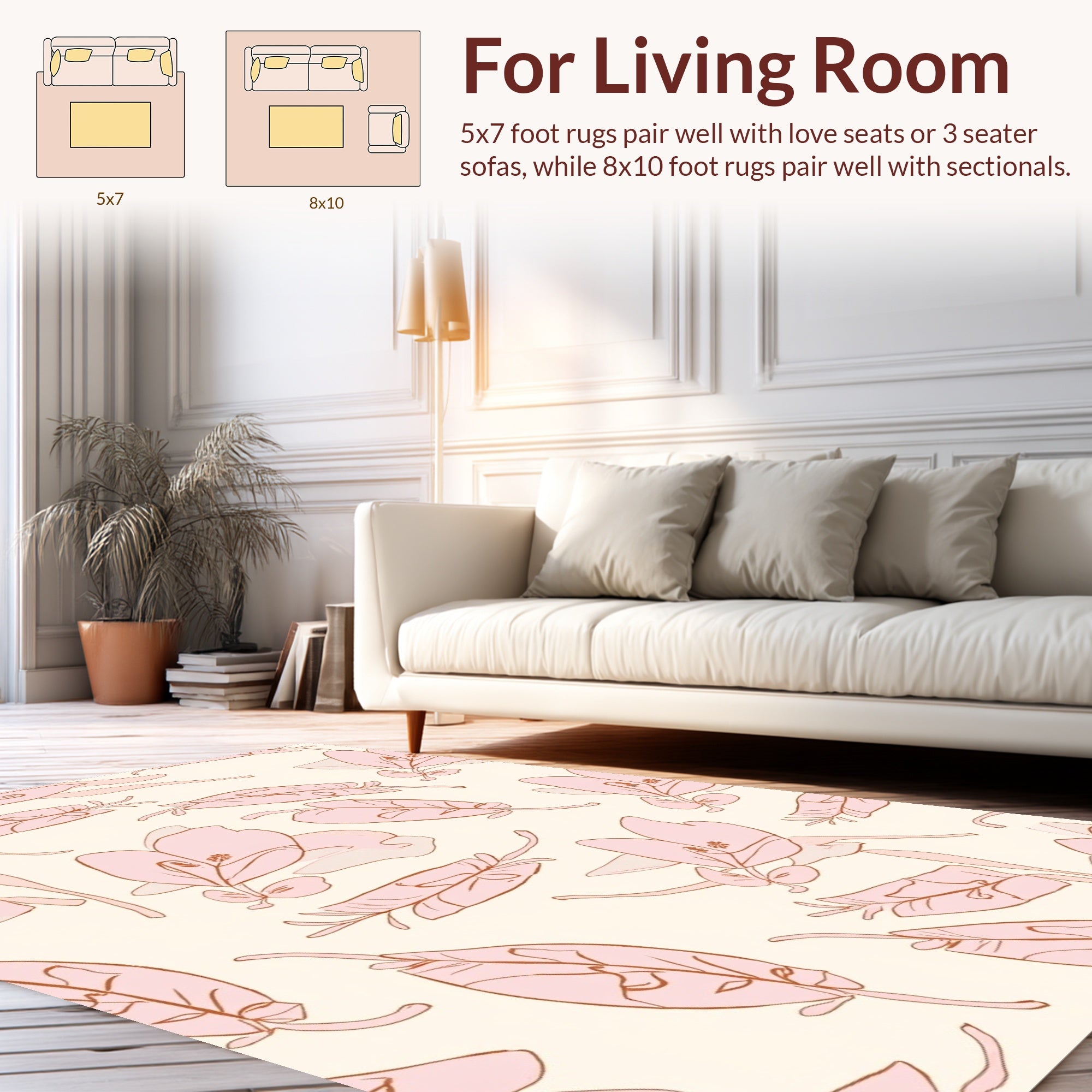 Soft Pink Floral Pattern Design Rug