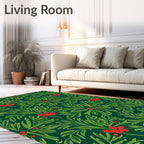 Emerald Green Scarlet Berry Foliage Rug