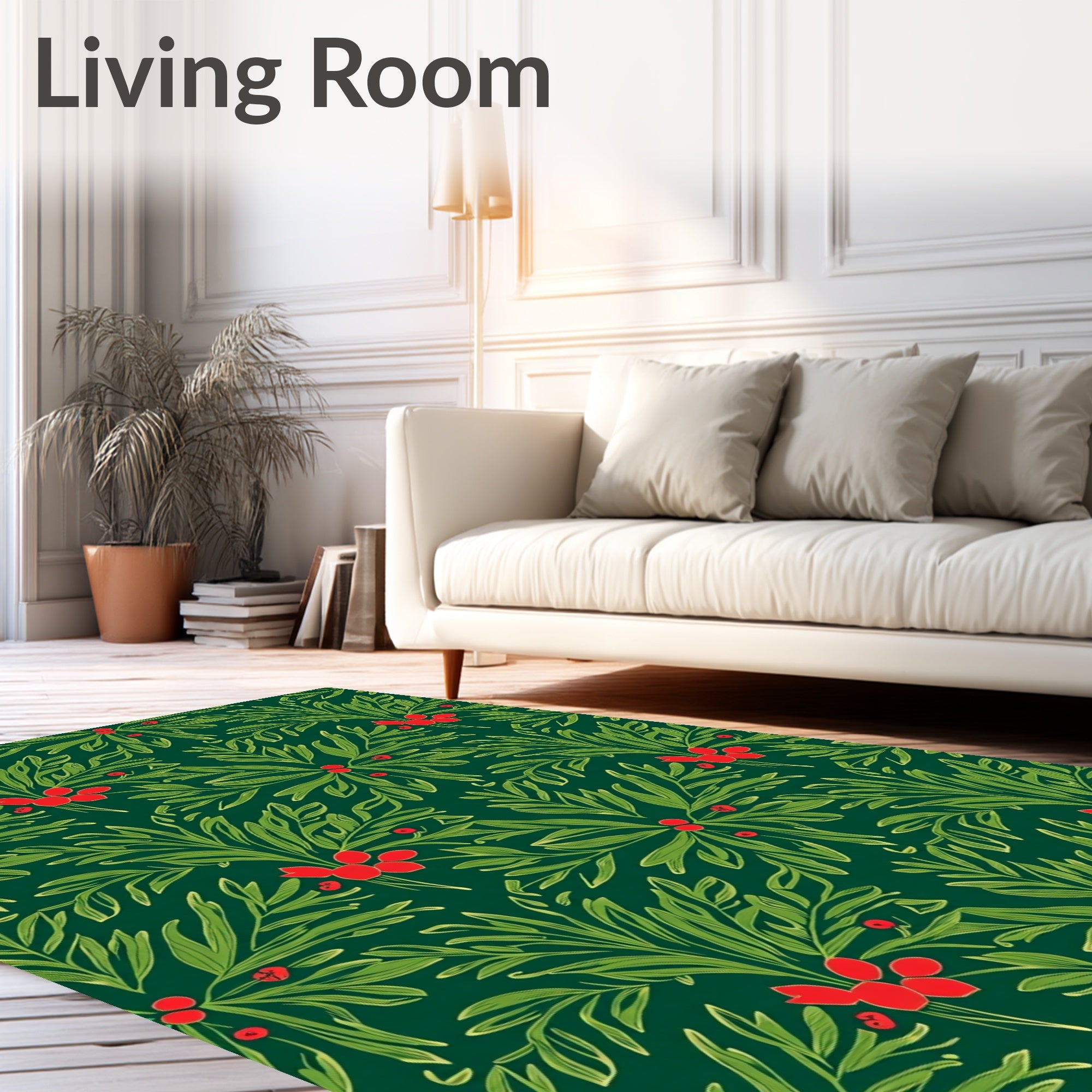 Emerald Green Scarlet Berry Foliage Rug