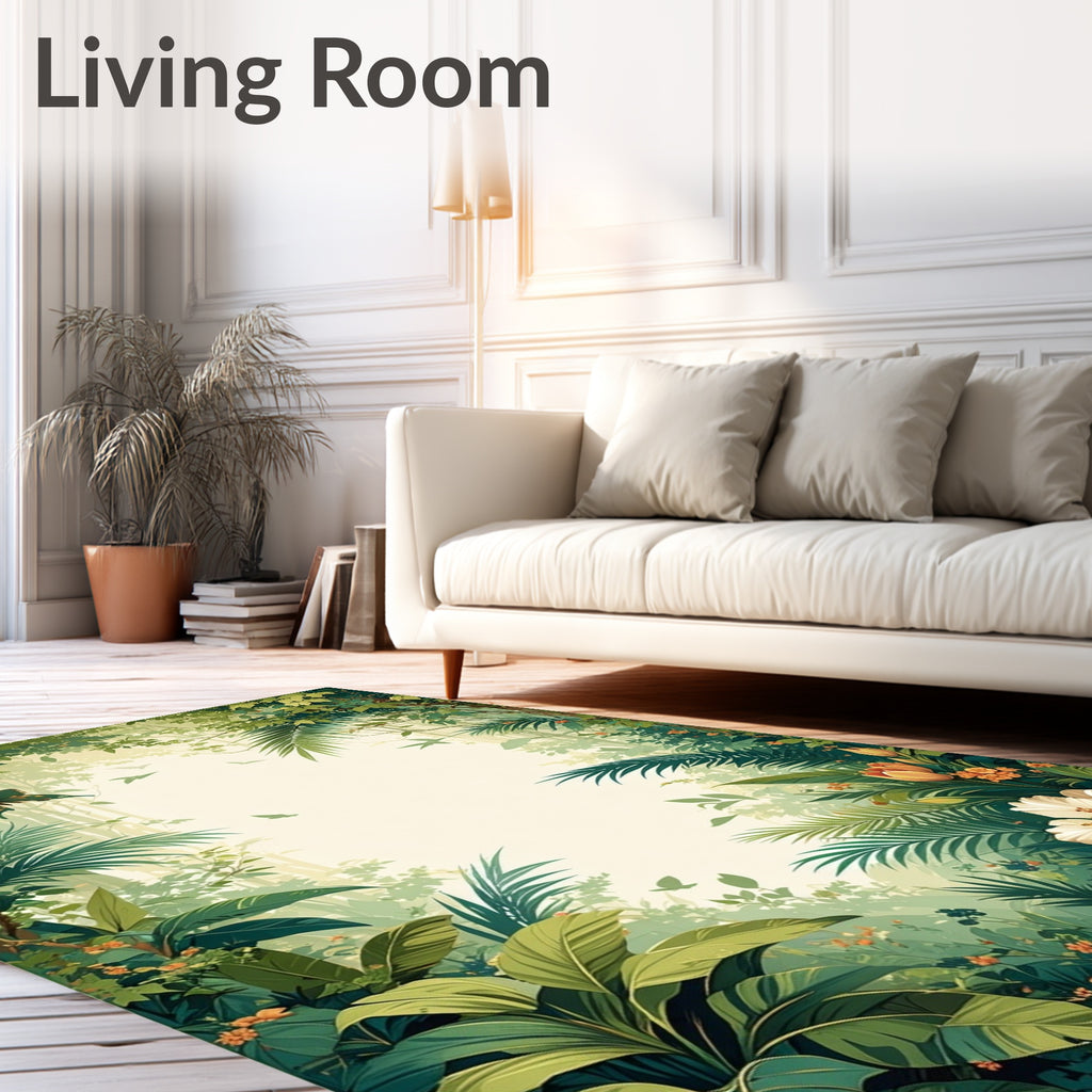 Lush Jungle Tropical Greenery Botanical Design Rug