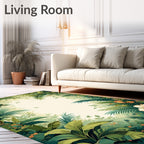 Lush Jungle Tropical Greenery Botanical Design Rug