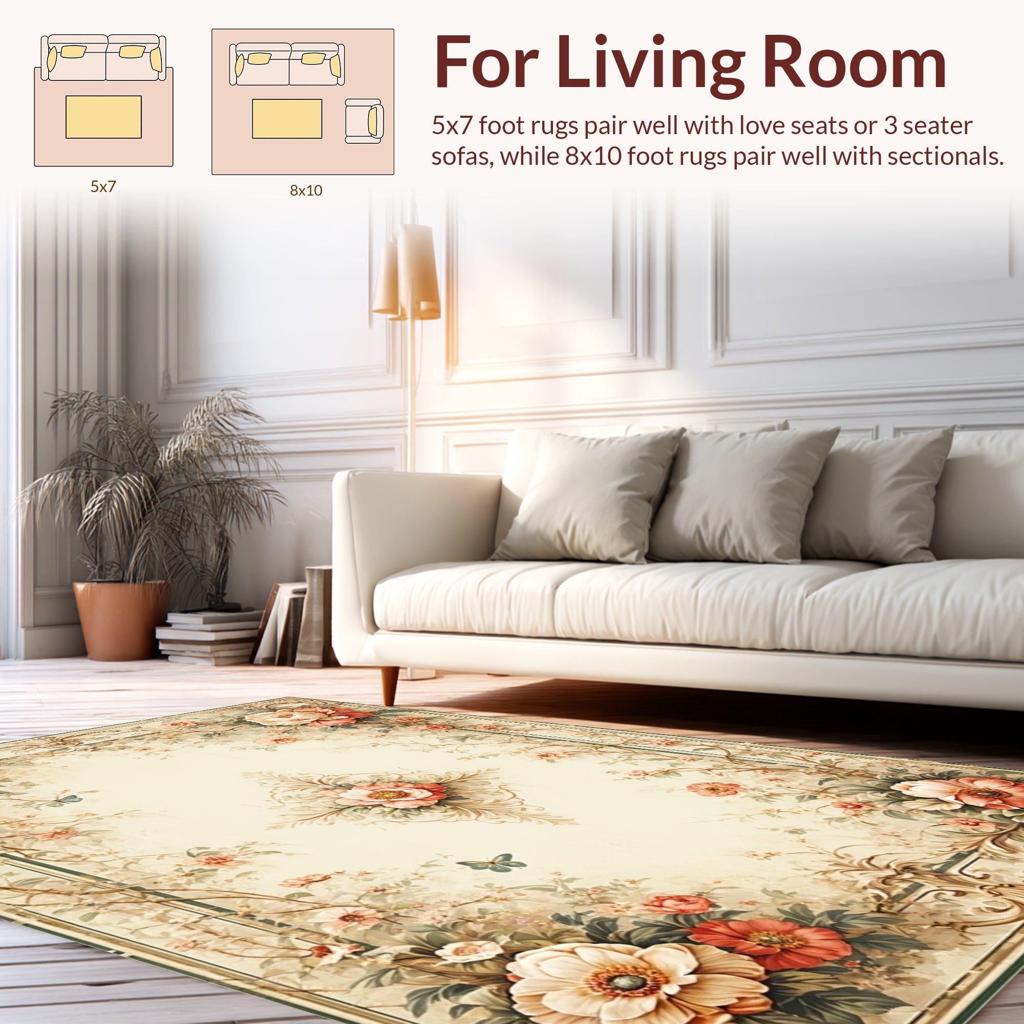 Floral Frame With Butterflies Design Rug