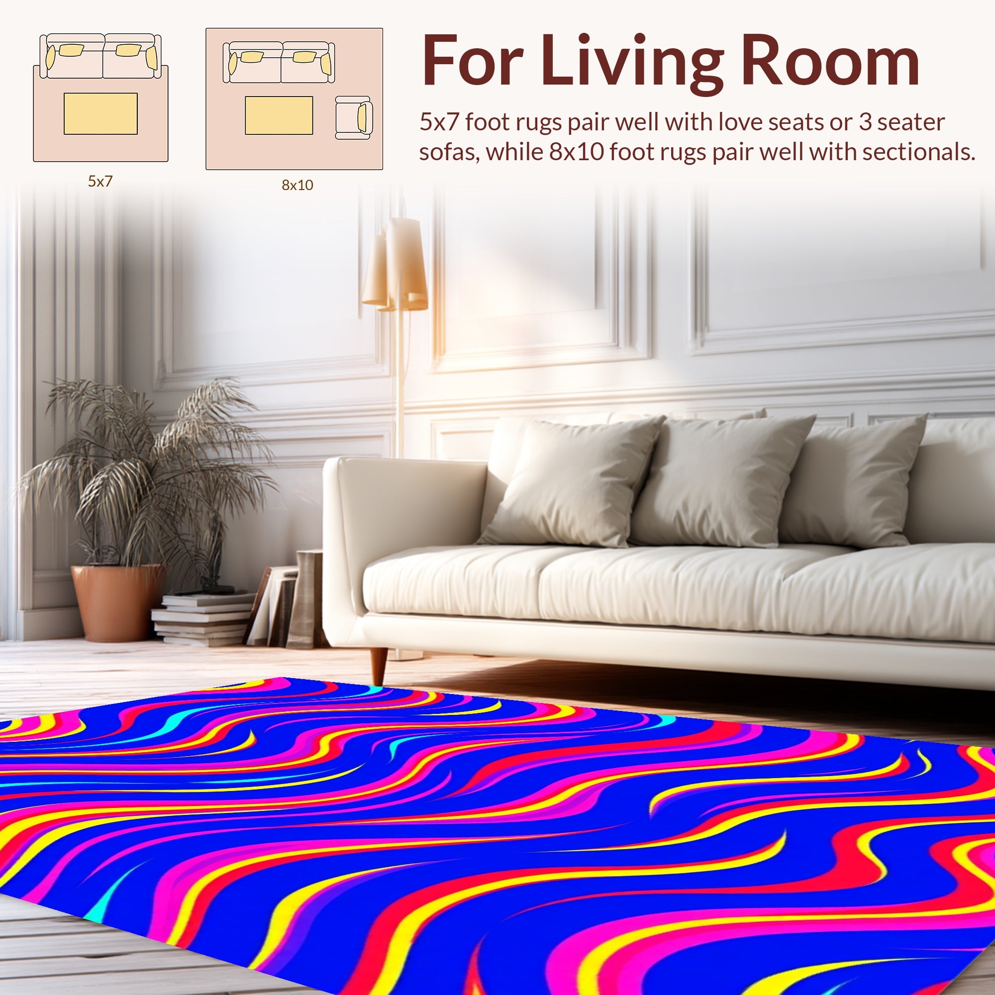 Vibrant Wavy Stripe Pattern Design Rug