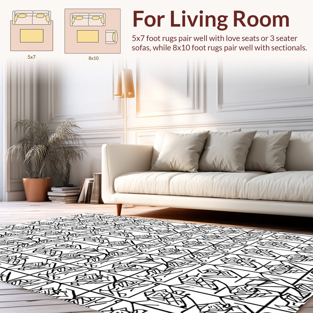 Abstract Geometric Line Art Rug