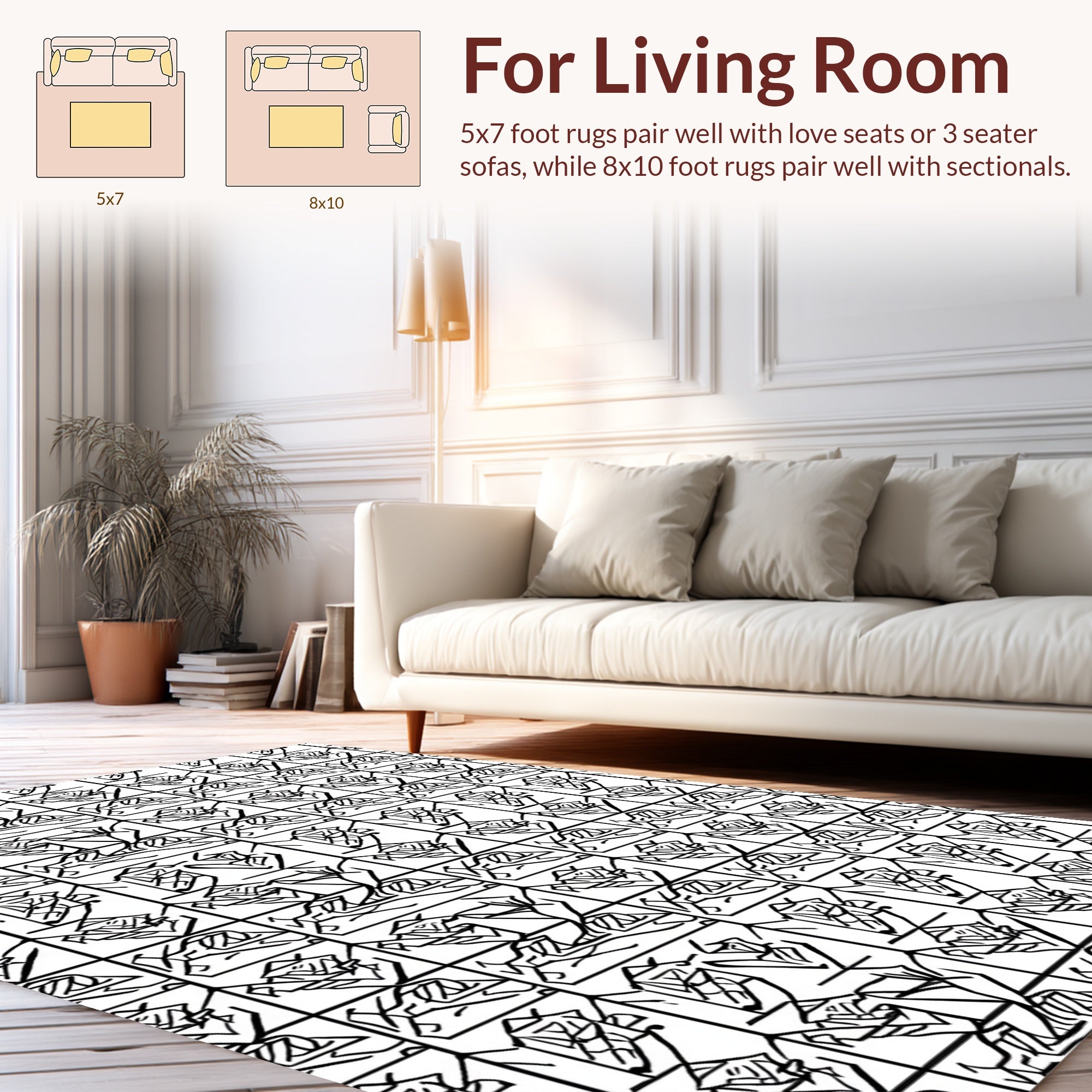 Abstract Geometric Line Art Rug