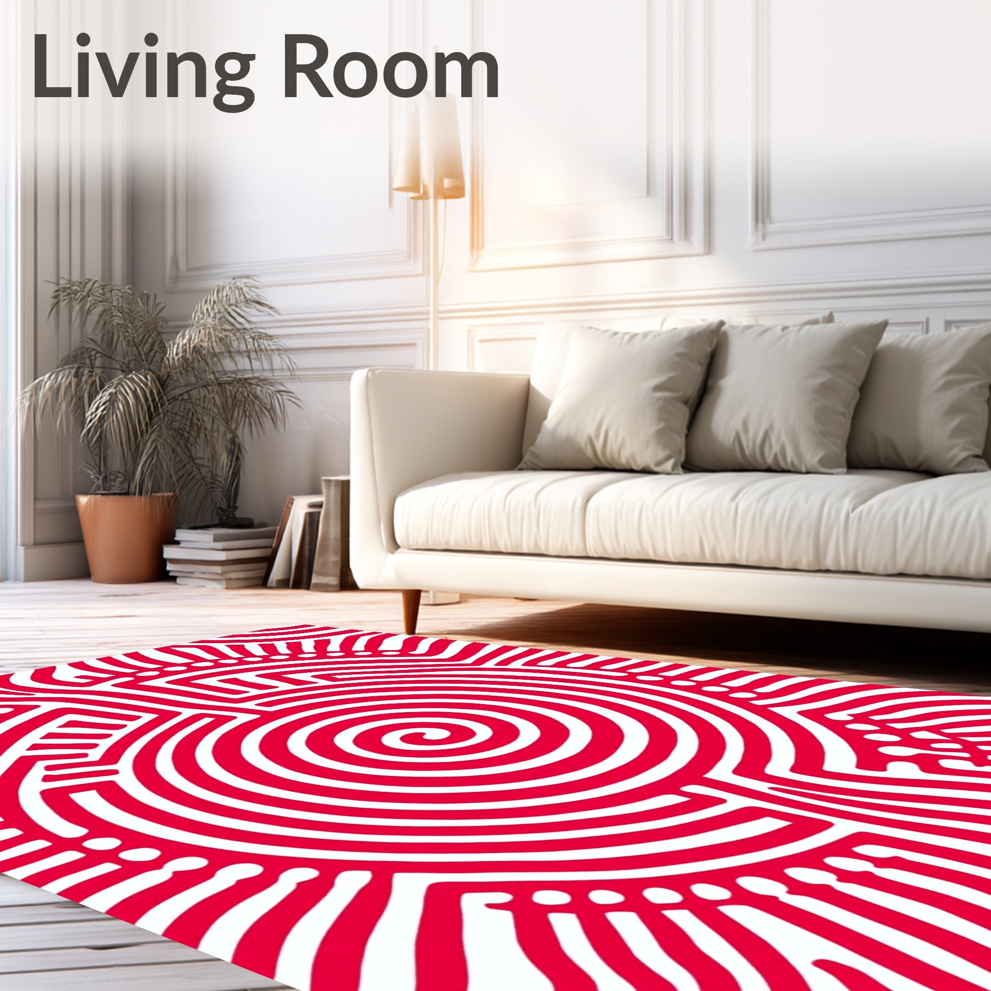 Bold Red Abstract Maze Rug