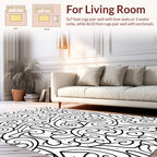 Abstract Black White Swirl Pattern Rug