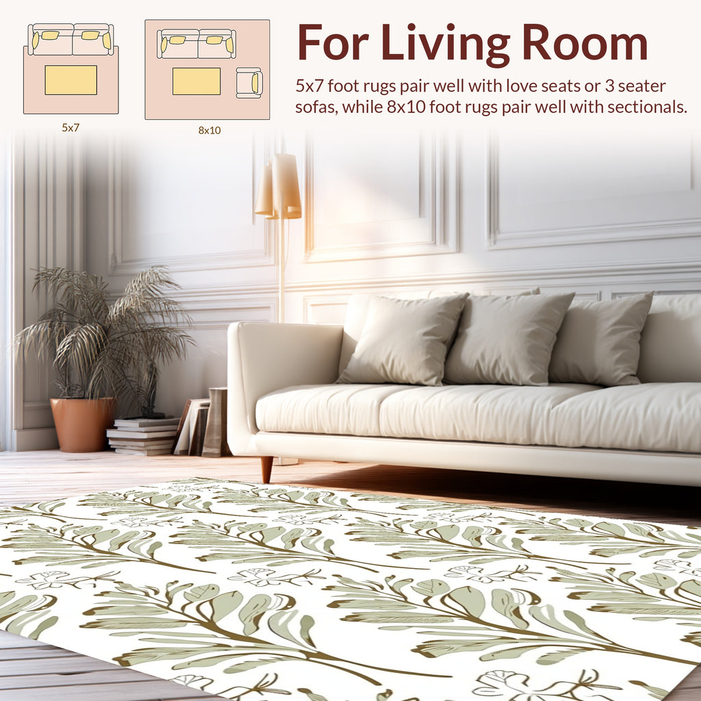 Olive Branch Botanical Pattern Rug