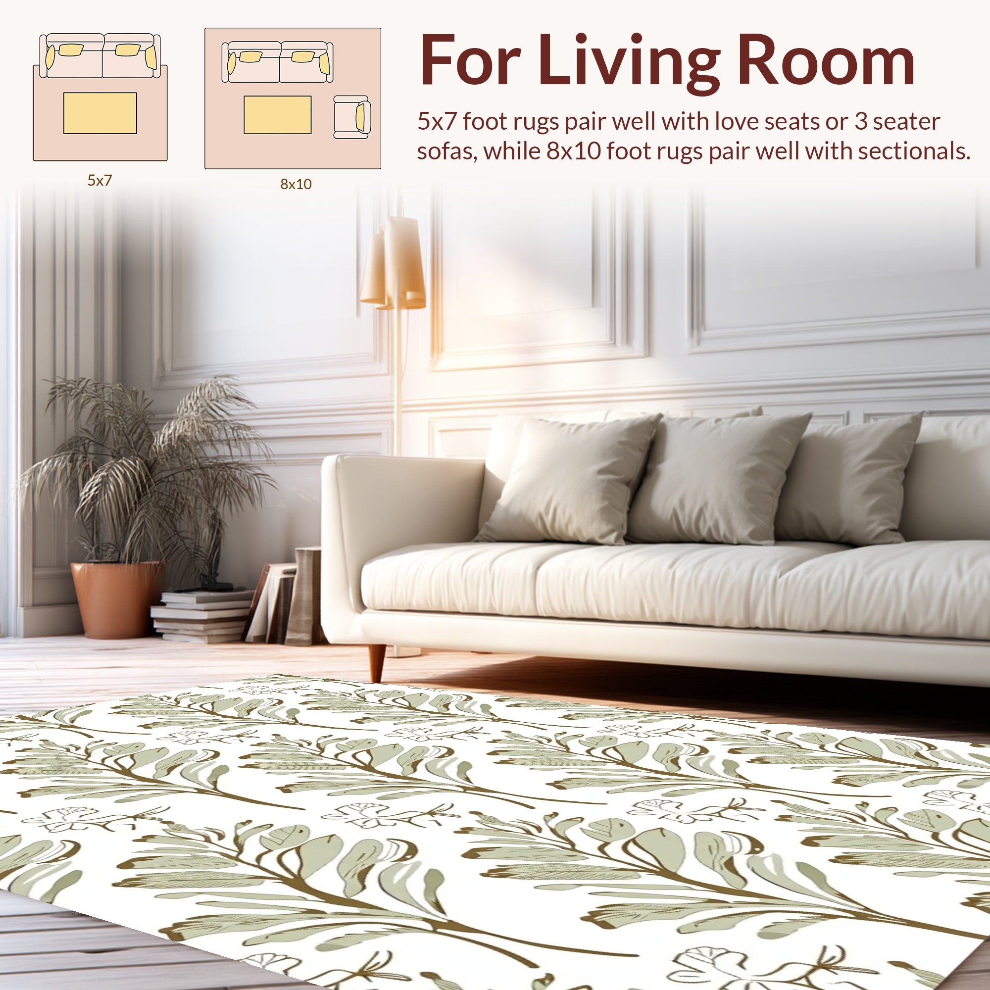 Olive Branch Botanical Pattern Rug