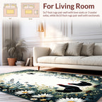 Chickens Daisies Forest Border Design Rug