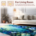 Lush Blue Floral Watercolor Style Rug